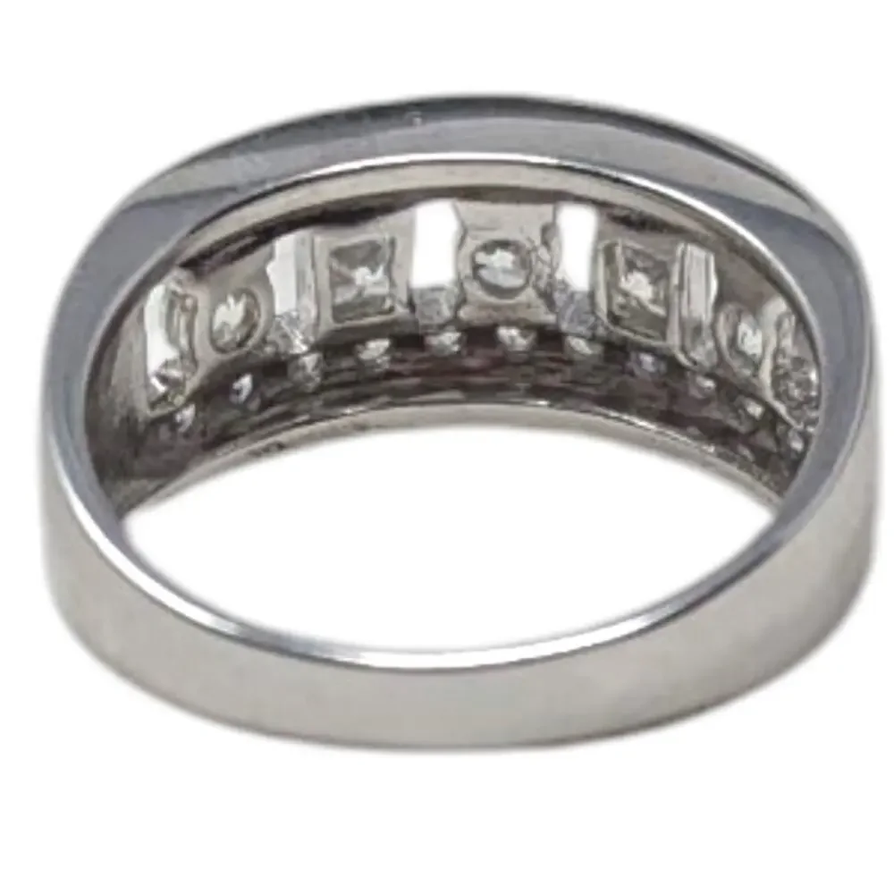 EA Sterling Silver (.925) Princess Cut CZ Channel Band Ring – 4.99g